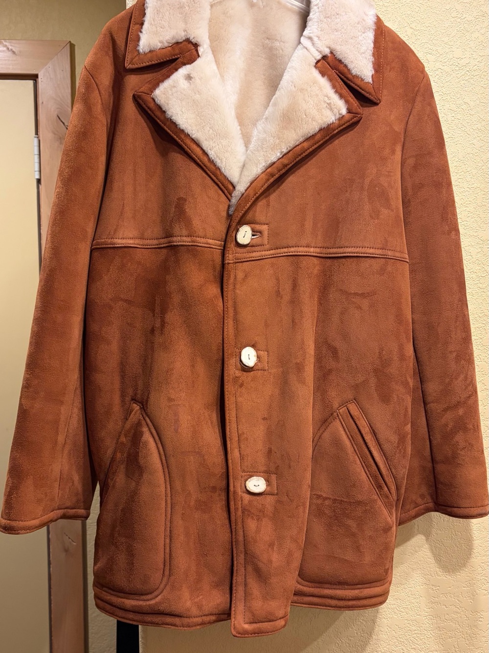 Mill Valley Jackson Hole Wyoming mens suede shearling coat XL